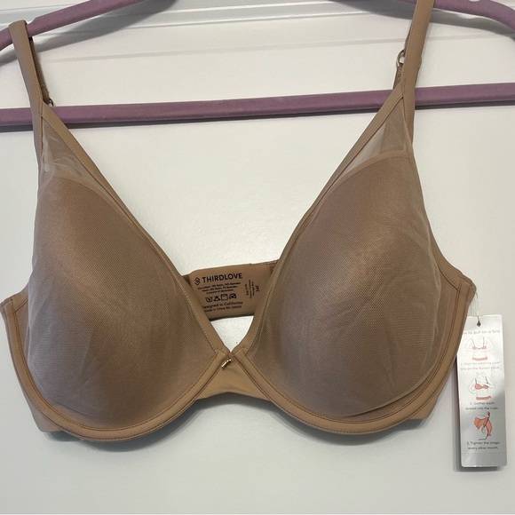 ThirdLove Bra 24/7 Classic Nude Mesh Overlay Bra 34F - Picture 2 of 7